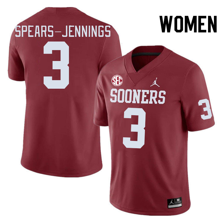 Women #3 Robert Spears-Jennings Oklahoma Sooners 2024 SEC Conference College Football Jerseys-Crimso